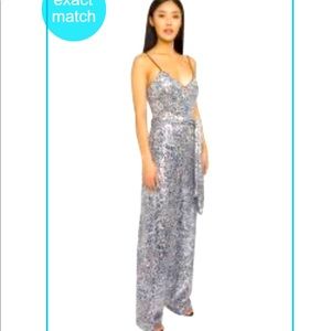 Black Halo Bracy Wild Disco Jumpsuit, Size 12.  Leopard Sequin.  NWT!
